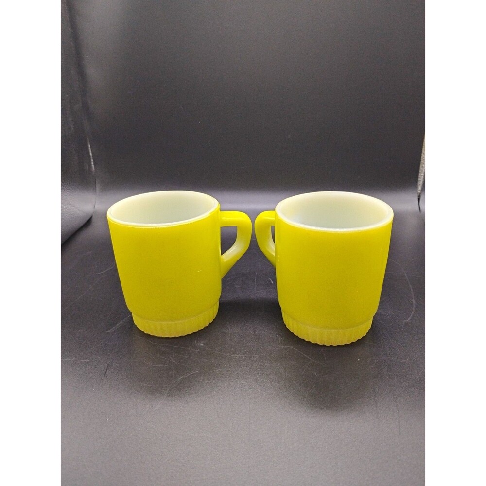 Fire King Mugs Vintage Anchor Hocking Lime green 8 Ounce 2pcs